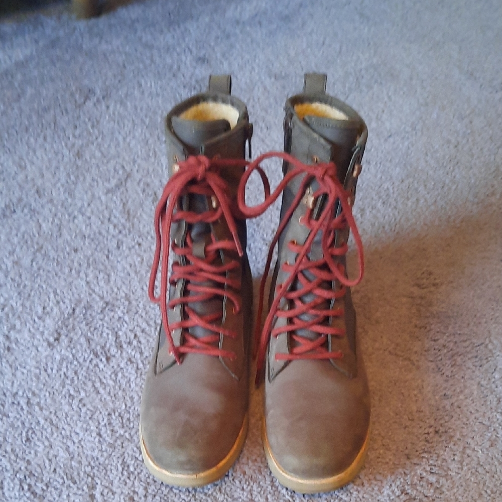 Merrell Brown Lace Up Boots with Red Laces